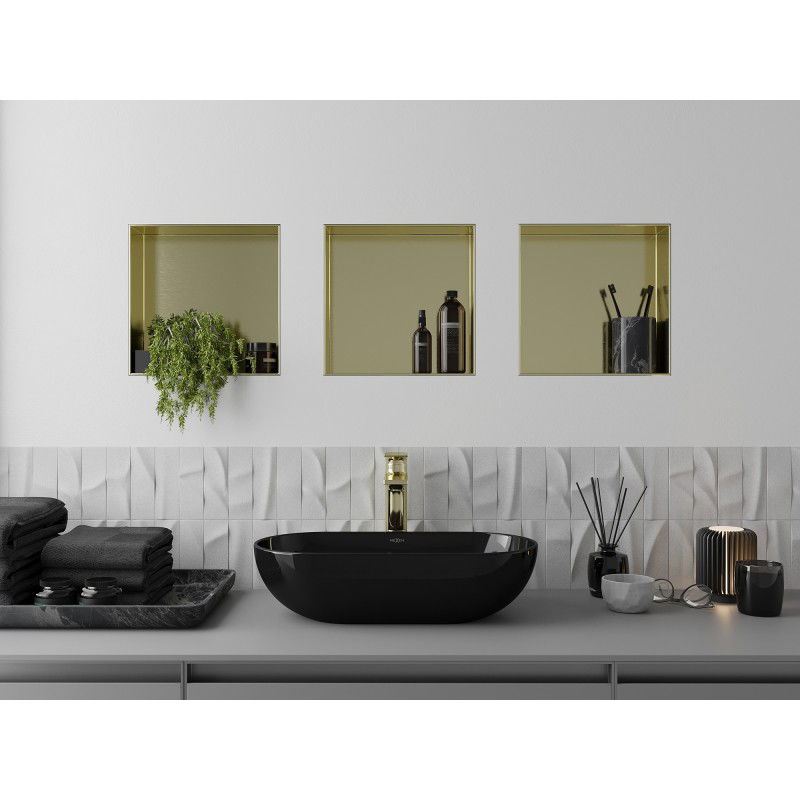 Mexen X-Wall-NR вградена полица без фланец 30 x 30 см, златна четкана - 1951303010