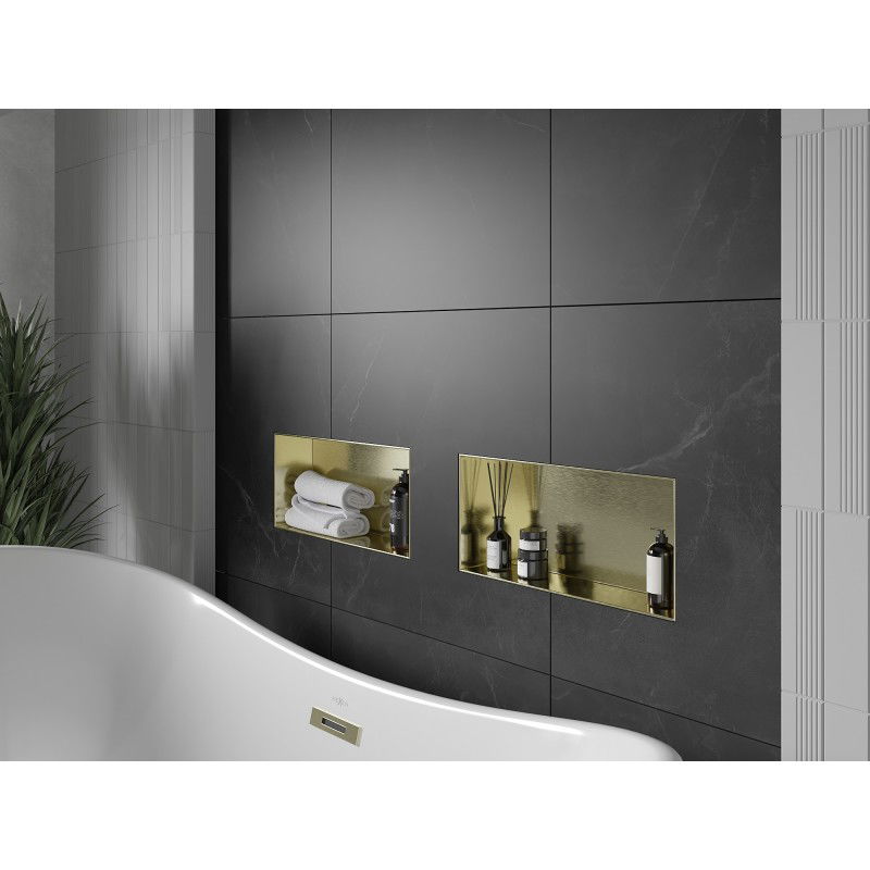 Mexen X-Wall-NR вградена лавица без борд, 45 x 20 см, златно четкано - 1951452010