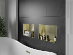 Mexen X-Wall-NR вградена полица без ръб 45 x 30 см, златиста четкана - 1951453010