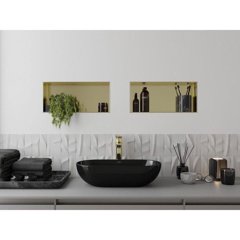 Mexen X-Wall-NR вградена лавица без борд, 45 x 20 см, златно четкано - 1951452010