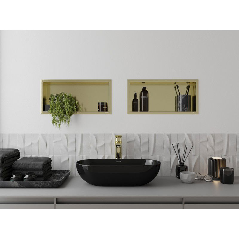 Mexen X-Wall-R нишева лавица с фланец 45 x 20 см, златна четкана - 1950452010