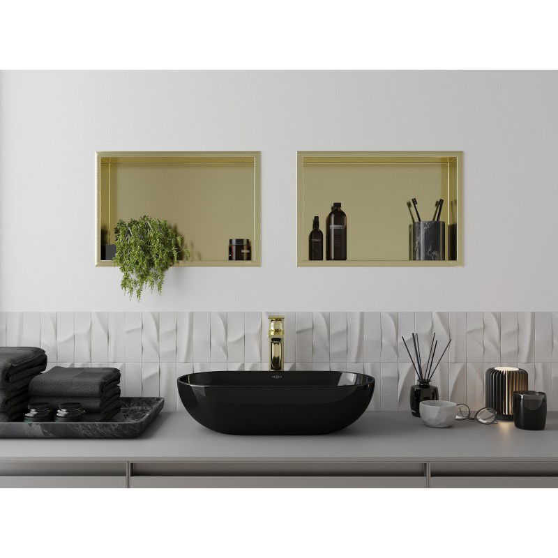 Mexen X-Wall-R вграден рафт с фланец 45 x 30 см, злато четка - 1950453010