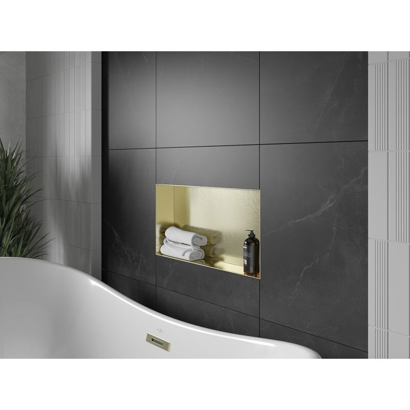Mexen X-Wall-NR вдлъбната полица без фланец 60 x 30 см, златна четкана - 1951603010