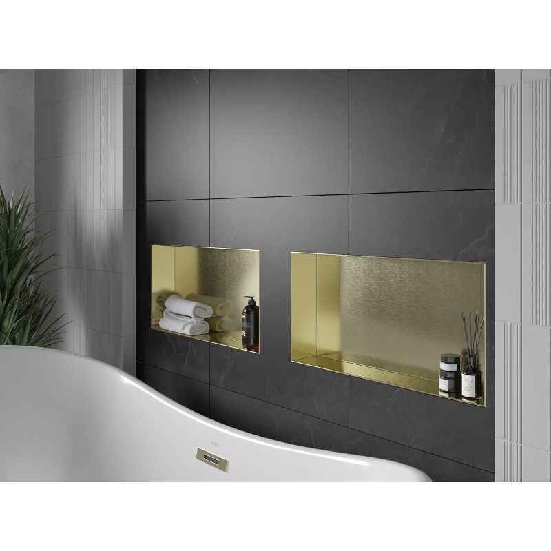 Mexen X-Wall-NR вдлъбната полица без фланец 60 x 30 см, златна четкана - 1951603010