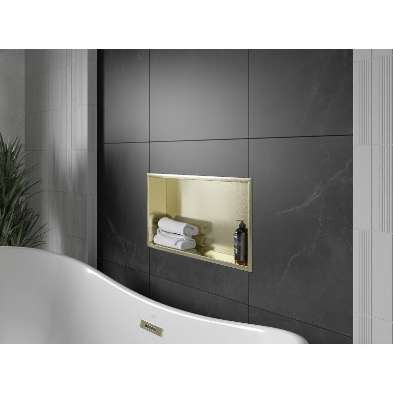 Mexen X-Wall-R нишева лавица с яка 60 x 30 см, златисто четкана - 1950603010