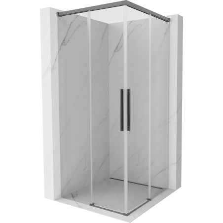 Mexen Rox Duo плъзгаща се душ кабина 80 x 80 см, прозрачна, с цвета на оръжейна