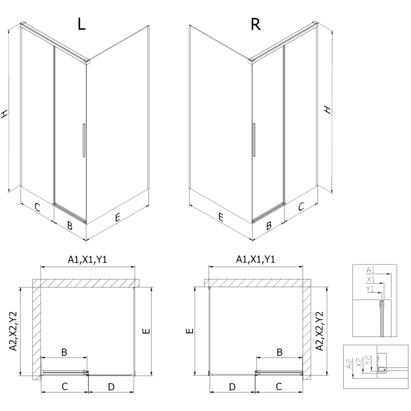 Mexen Rox плъзгаща се душ кабина 125 x 110 см, прозрачна, сивa матовa - 8C2-125-110-66-00