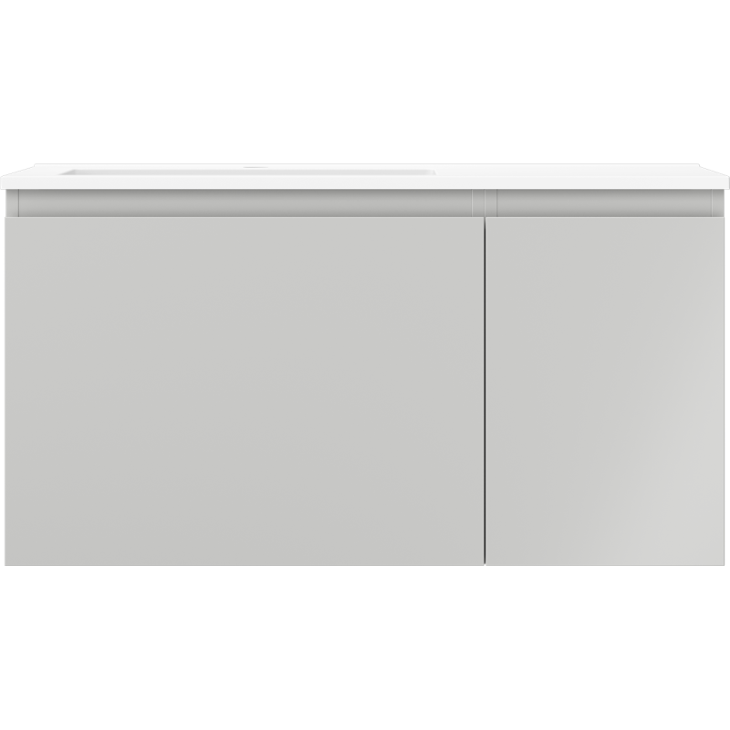 Mexen Orio шкафче за баня 90 см с умивалник Otis ляво, 1S, 1D, сив мат/бял мат