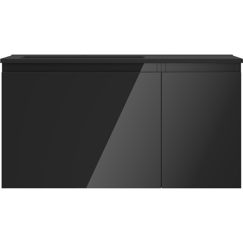 Mexen Orio шкаф за баня 90 см с мивка Otis лява, 1S, 1D, черен гланц/черен мат - 91A13-09047-3-BBFF70-W18L71