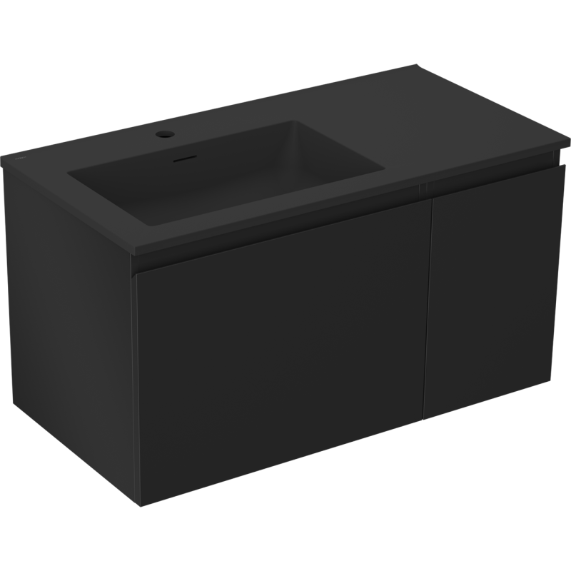 Mexen Orio шкафче за баня 90 см с мивка Otis лява, 1S, 1D, черен мат - 91A13-09047-3-BBFF71-W18L71