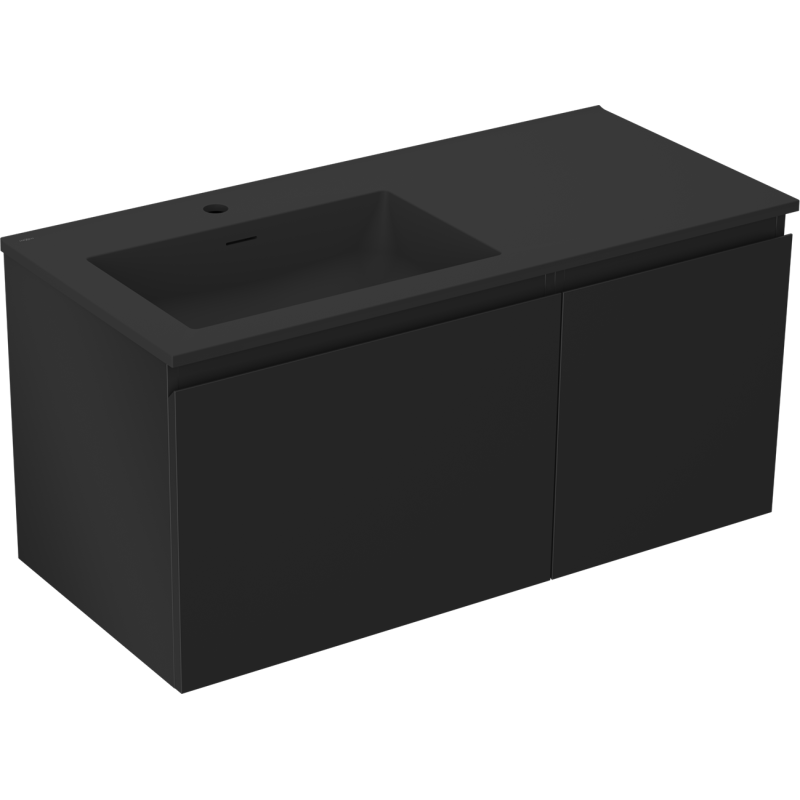 Mexen Orio шкафче за баня 100 см с мивка Otis ляво, 1S, 1D, черно матово - 91A13-10047-3-BBFF71-W18L71