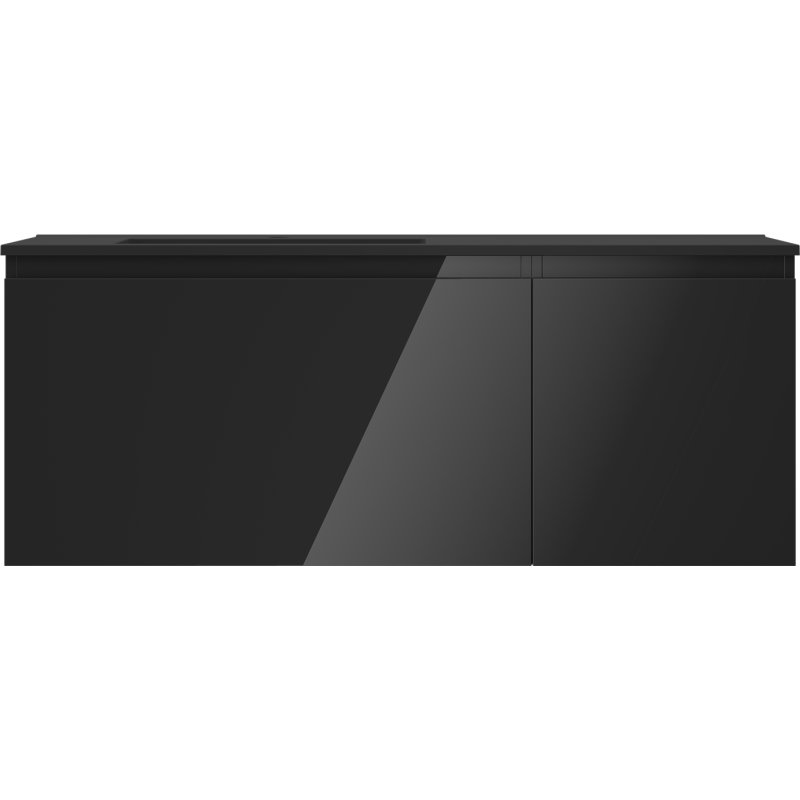 Mexen Orio шкаф за баня 120 см с мивка Отис лява, 1S, 1D, черен гланц/черен мат