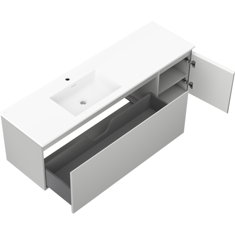 Mexen Orio шкаф за баня 160 см с мивка Otis лява, 1S, 1D, сив мат/бял мат - 91A13-16047-3-BBFF62-W18L01