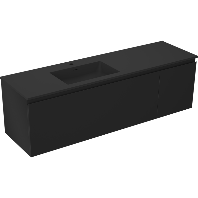 Mexen Orio шкаф за баня 160 см с мивка Otis лява, 1S, 1D, черен мат - 91A13-16047-3-BBFF71-W18L71