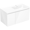 Mexen Orio шкаф за баня 90 см с мивка Otis дясна, 1S, 1D, бял гланц - 91A13-09047-3-BBFF00-W18P00