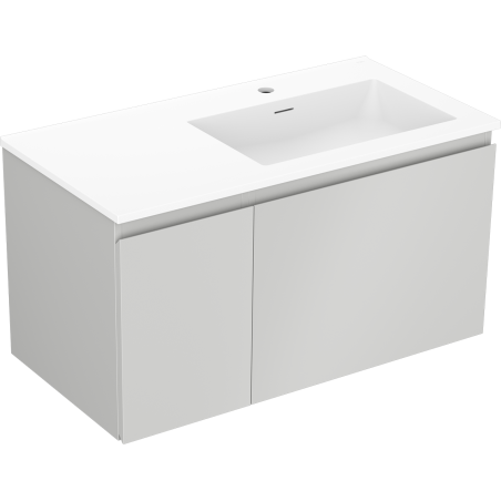 Mexen Orio баня шкаф 90 см с мивка Otis дясна, 1S, 1D, сив мат/бял мат