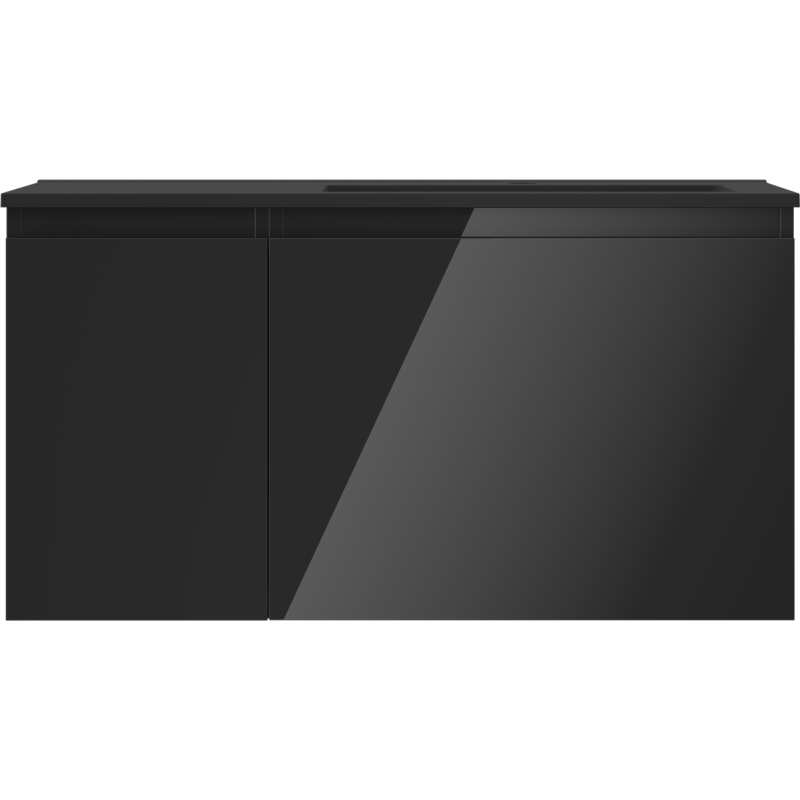 Mexen Orio шкаф за баня 90 cm с мивка Otis дясна, 1S, 1D, черен гланц/черен мат - 91A13-09047-3-BBFF70-W18P71