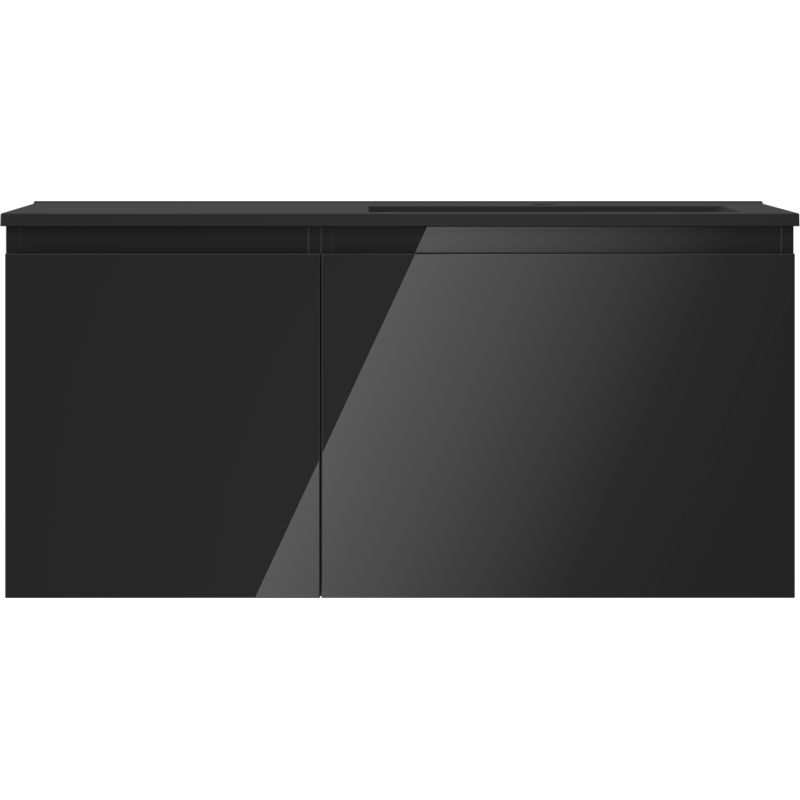 Mexen Orio шкаф за баня 100 см с мивка Otis дясна, 1S, 1D, черен гланц/черен мат