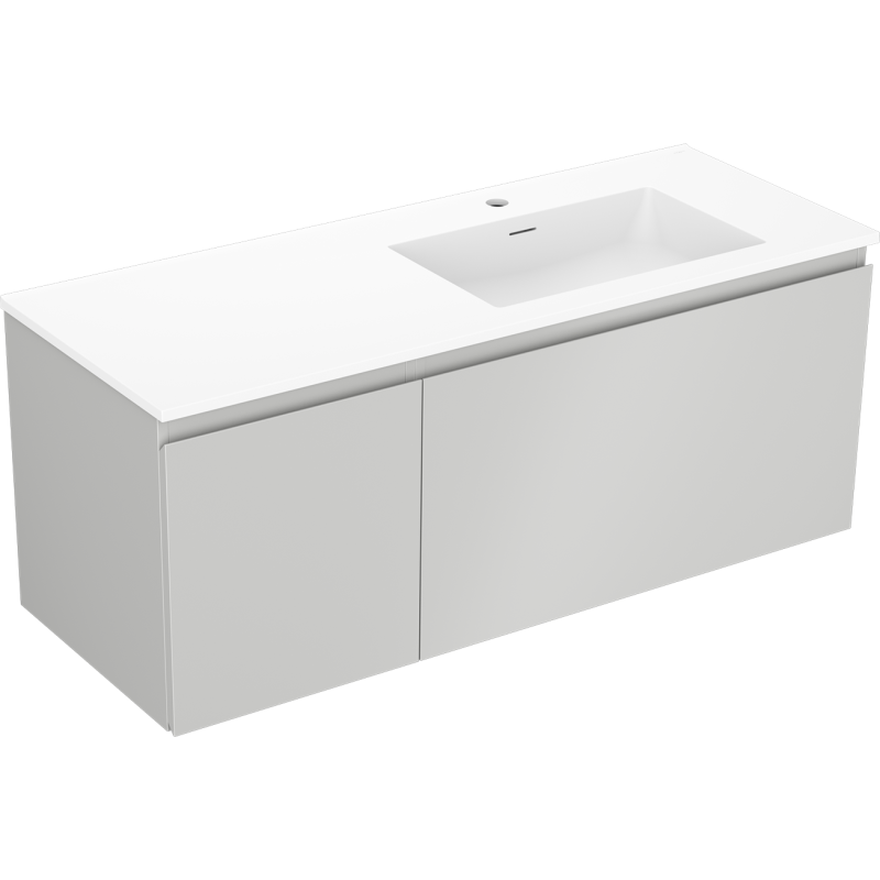Mexen Orio шкаф за баня 120 см с мивка Otis дясна, 1S, 1D, сиво мат/бяло мат