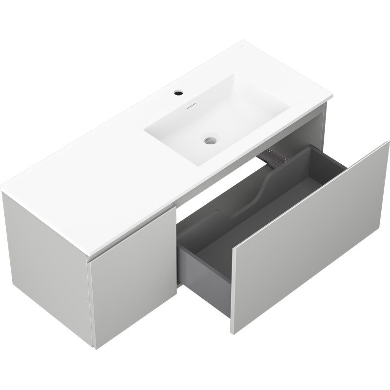 Mexen Orio шкаф за баня 120 см с мивка Otis дясна, 1S, 1D, сиво мат/бяло мат