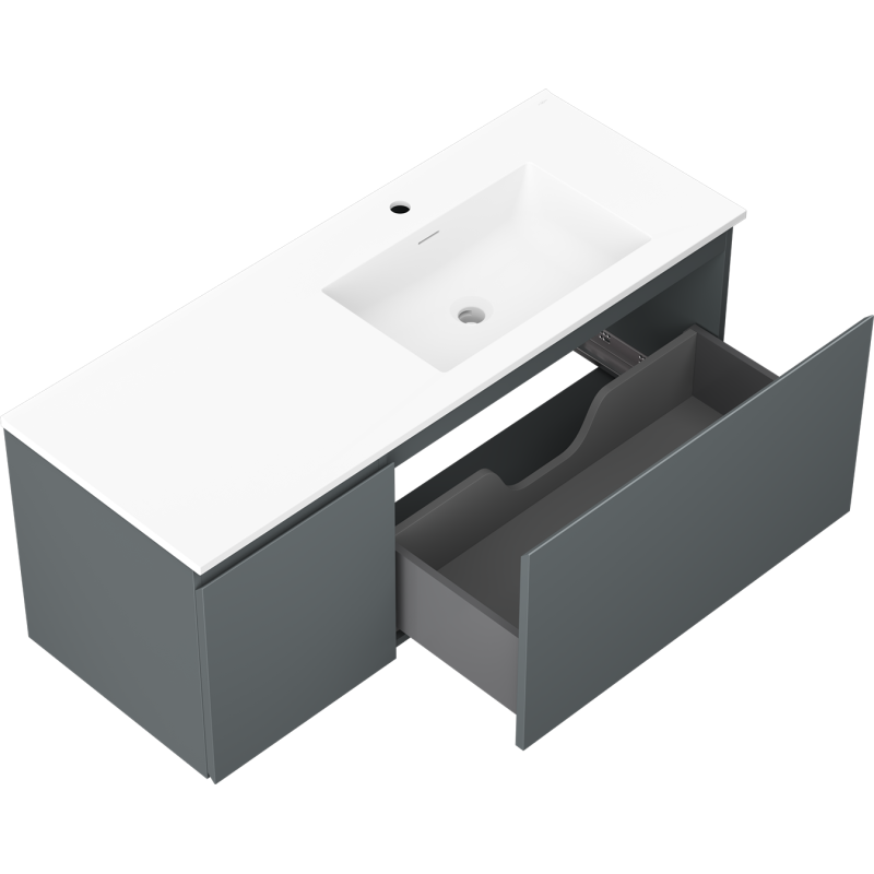 Mexen Orio шкаф за баня 120 см с мивка Otis дясна, 1S, 1D, графит мат/бял мат - 91A13-12047-3-BBFF66-W18P01