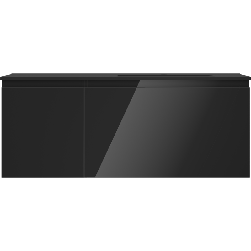 Mexen Orio шкаф за баня 120 см с мивка Otis дясна, 1S, 1D, черен гланц/черен мат - 91A13-12047-3-BBFF70-W18P71