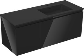 Mexen Orio шкаф за баня 120 см с мивка Otis дясна, 1S, 1D, черен гланц/черен мат - 91A13-12047-3-BBFF70-W18P71