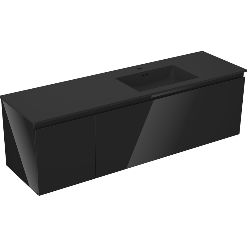 Mexen Orio баня шкаф 160 см с мивка Otis дясна, 1S, 1D, черен гланц/черен мат - 91A13-16047-3-BBFF70-W18P71