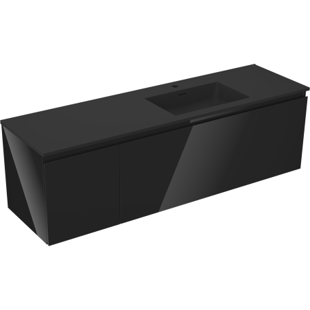 Mexen Orio баня шкаф 160 см с мивка Otis дясна, 1S, 1D, черен гланц/черен мат - 91A13-16047-3-BBFF70-W18P71
