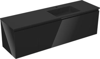 Mexen Orio баня шкаф 160 см с мивка Otis дясна, 1S, 1D, черен гланц/черен мат - 91A13-16047-3-BBFF70-W18P71