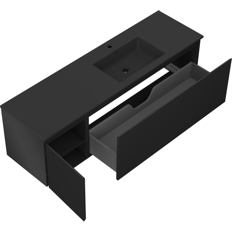 Mexen Orio шкаф за баня 160 см с мивка Otis дясна, 1S, 1D, черна мат