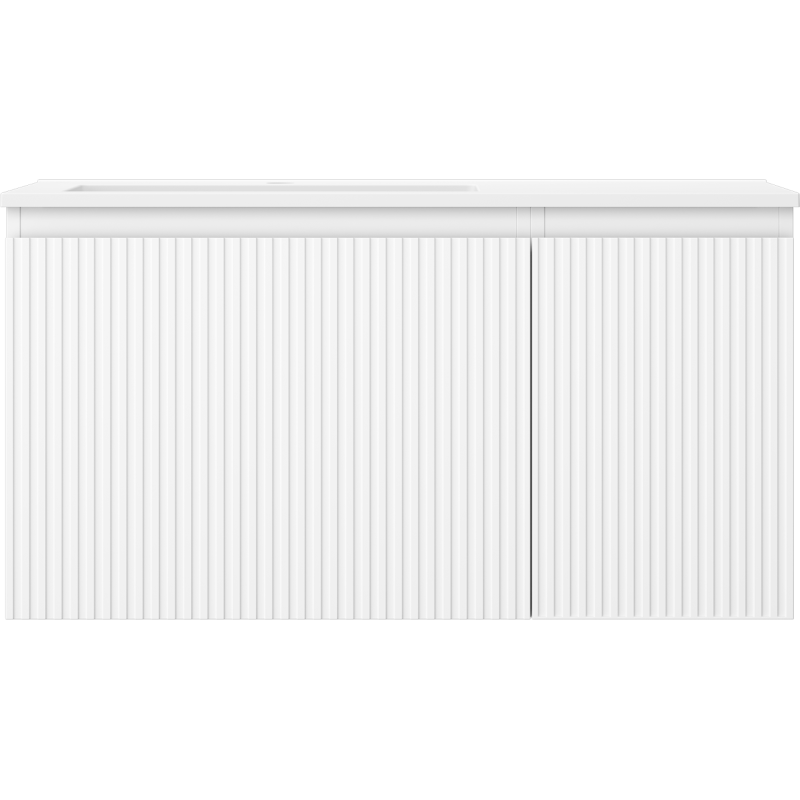 Mexen Rivel 90 см баня шкаф с мивка Otis лява, 1S, 1D, нагъвани, бял мат - 91A23-09047-3-BBFF01-W18L01