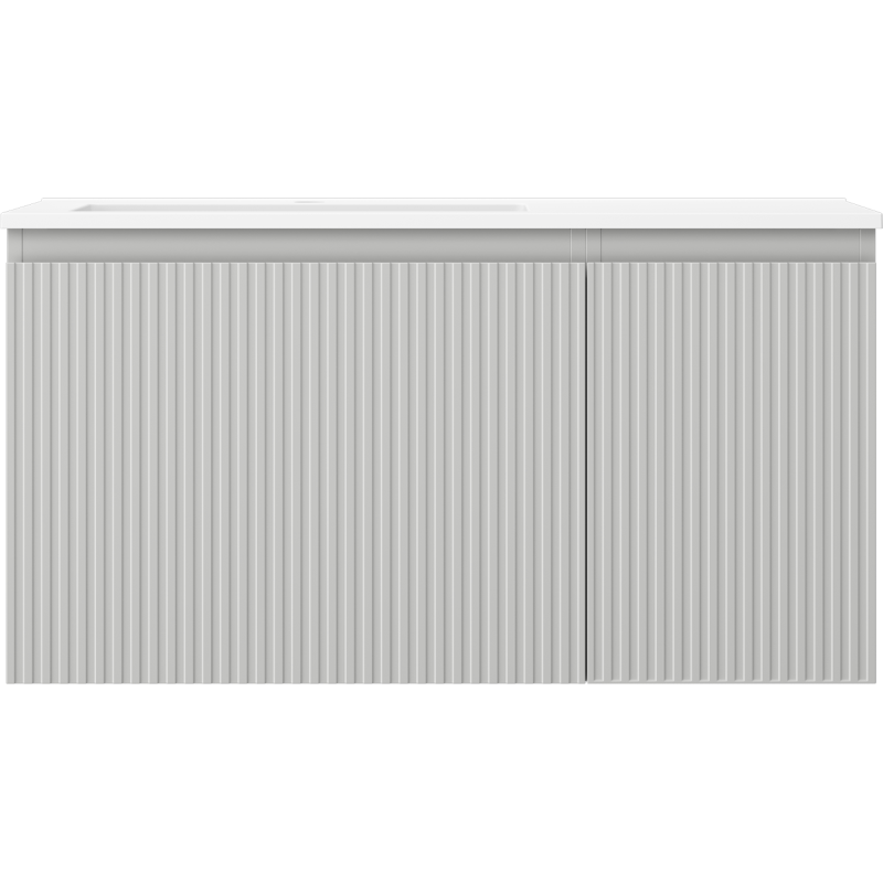 Mexen Rivel баня шкаф 90 см с мивка Otis лява, 1S, 1D, гравиран, сив мат/бял мат - 91A23-09047-3-BBFF62-W18L01