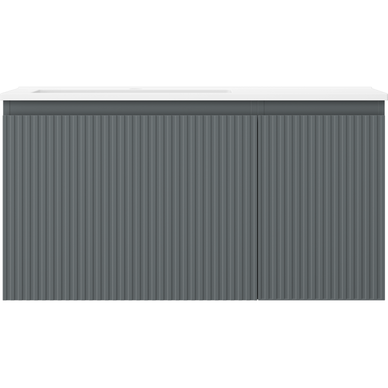 Mexen Rivel шкаф за баня 90 см с мивка Otis лява, 1S, 1D, рифелован, графит мат/бял