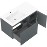 Mexen Rivel шкаф за баня 90 см с мивка Otis лява, 1S, 1D, рифелован, графит мат/бял