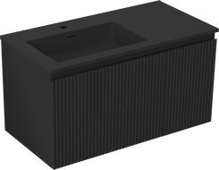 Mexen Rivel баня шкаф 90 см с мивка Otis лява, 1S, 1D, оребрена, черна мат - 91A23-09047-3-BBFF71-W18L71