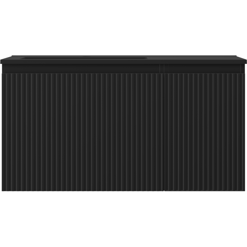 Mexen Rivel баня шкаф 90 см с мивка Otis лява, 1S, 1D, оребрена, черна мат - 91A23-09047-3-BBFF71-W18L71