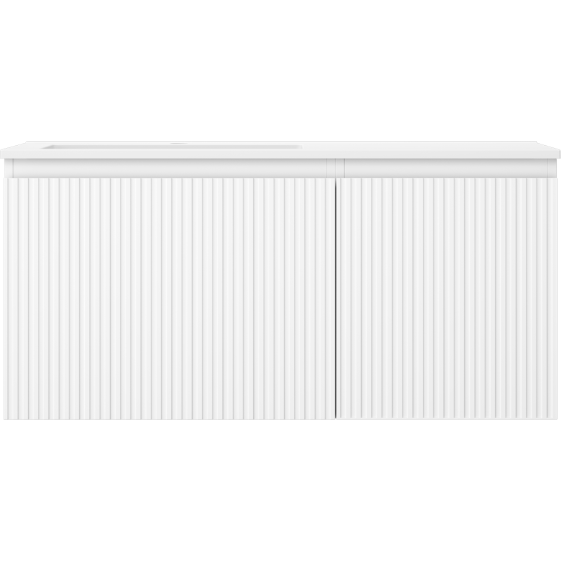 Mexen Rivel шкафче за баня 100 см с мивка Otis ляво, 1S, 1D, оребрено, бяло мат