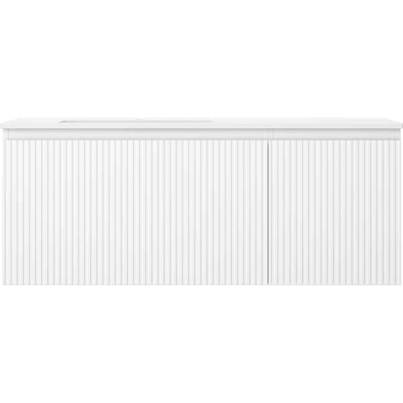 Mexen Rivel шкаф за баня 120 см с мивка Otis ляв, 1S, 1D, рифел, бял мат