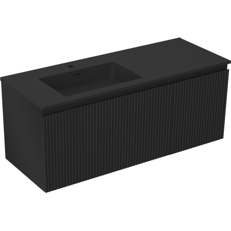Mexen Rivel шкаф за баня 120 см с мивка Otis ляв, 1S, 1D, гофриран, черен мат