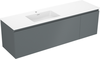 Mexen Rivel баня шкаф 160 см с мивка Otis лява, 1S, 1D, набразден, графит мат/бяло
