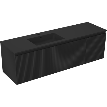 Mexen Rivel шкаф за баня 160 см с мивка Otis лява, 1S, 1D, рифелована, черен мат