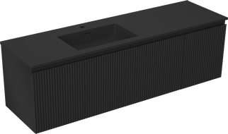 Mexen Rivel шкаф за баня 160 см с мивка Otis лява, 1S, 1D, рифелована, черен мат
