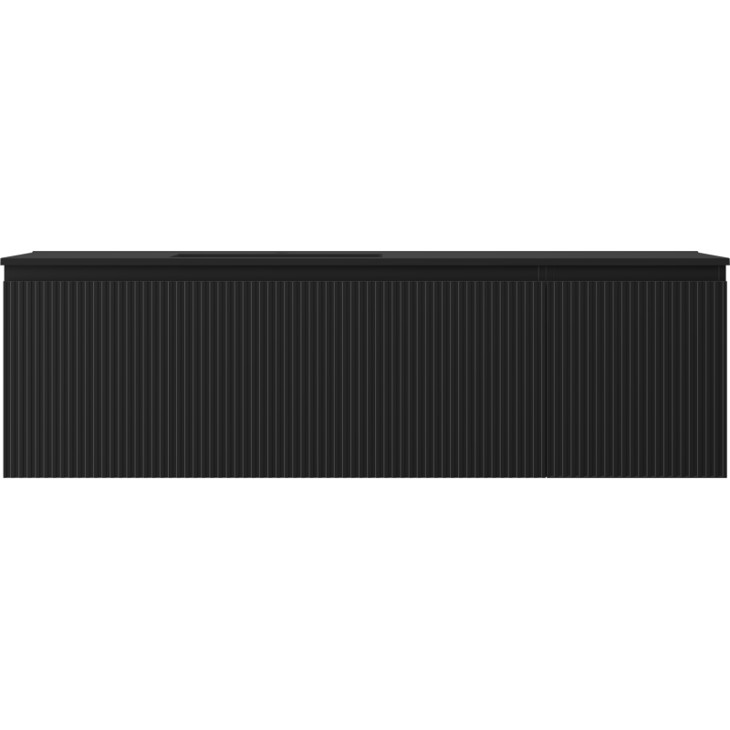 Mexen Rivel шкаф за баня 160 см с мивка Otis лява, 1S, 1D, рифелована, черен мат