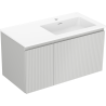 Mexen Rivel шкаф за баня 90 см с мивка Otis дясна, 1S, 1D, рифлен, сив мат/бял мат - 91A23-09047-3-BBFF62-W18P01