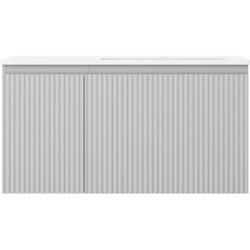 Mexen Rivel шкаф за баня 90 см с мивка Otis дясна, 1S, 1D, рифлен, сив мат/бял мат - 91A23-09047-3-BBFF62-W18P01