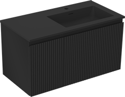 Mexen Rivel баня шкаф 90 cm с мивка Otis дясна, 1S, 1D, рифелов, черен мат - 91A23-09047-3-BBFF71-W18P71