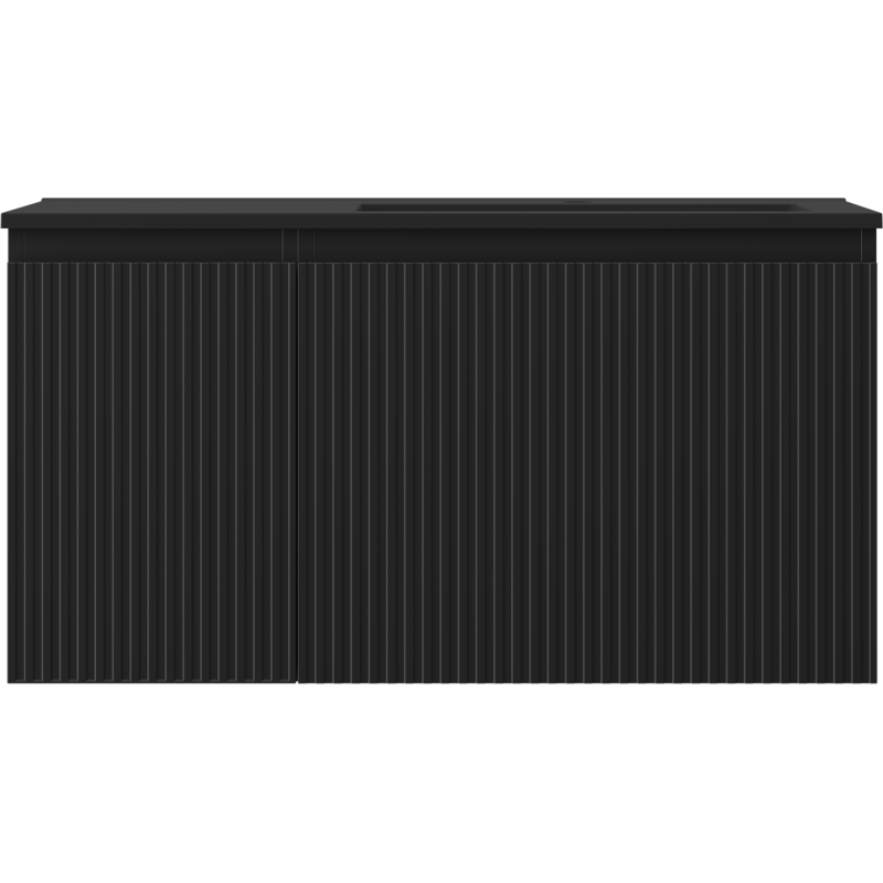 Mexen Rivel баня шкаф 90 cm с мивка Otis дясна, 1S, 1D, рифелов, черен мат - 91A23-09047-3-BBFF71-W18P71