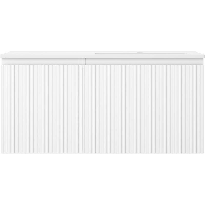 Mexen Rivel шкафче за баня 100 см с мивка Otis дясна, 1S, 1D, оребрен, бял мат - 91A23-10047-3-BBFF01-W18P01