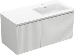 Mexen Rivel шкаф за баня 100 см с умивалник Otis дясна, 1S, 1D, рифована, сив мат/бял мат - 91A23-10047-3-BBFF62-W18P01
